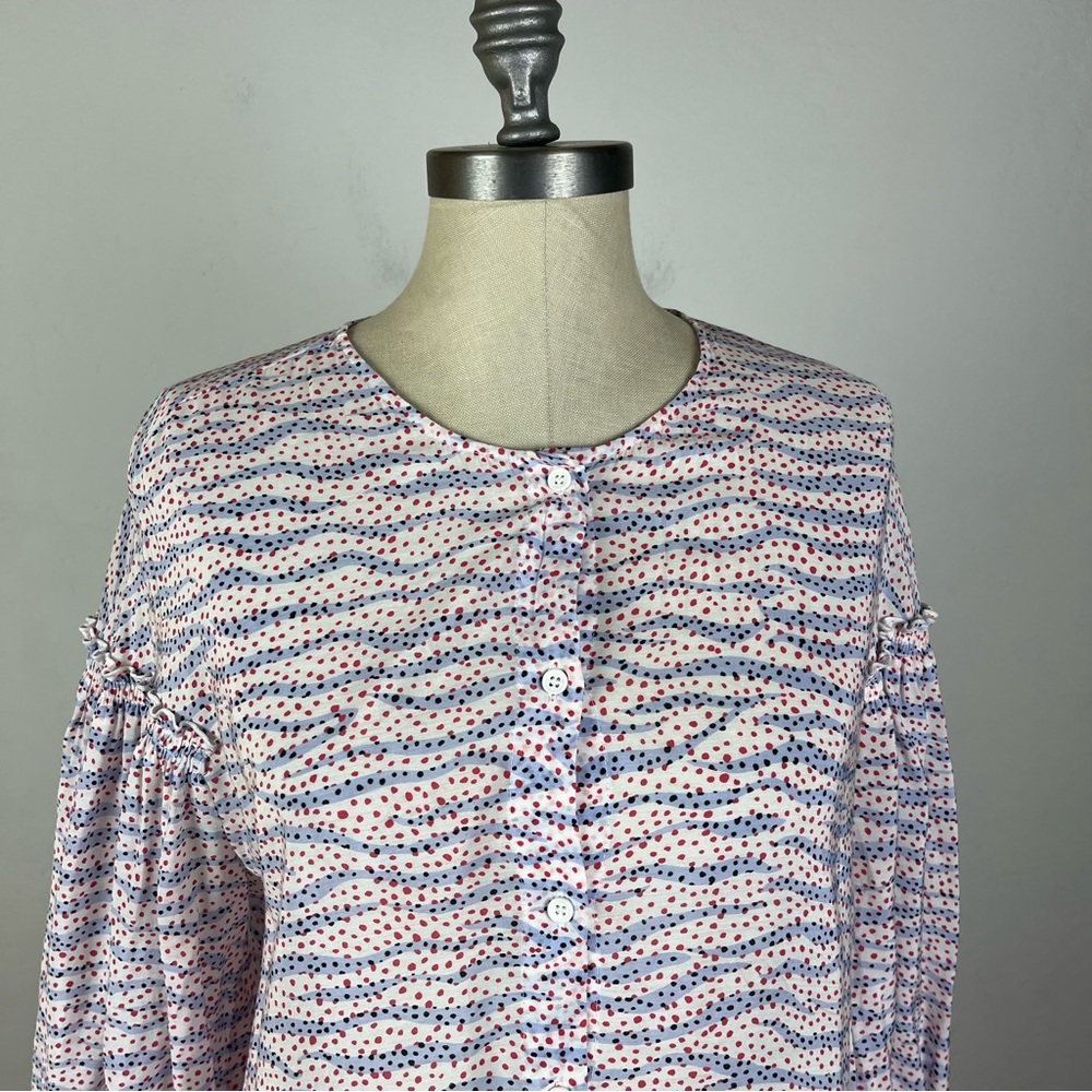 Bimba Y Lola Zebra Print Polka Dot Button Down Shirt - Picture 3 of 7